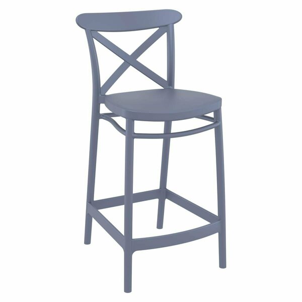 Facelift First 25.6 in. Cross  Counter Stool  Dark Gray FA2844153